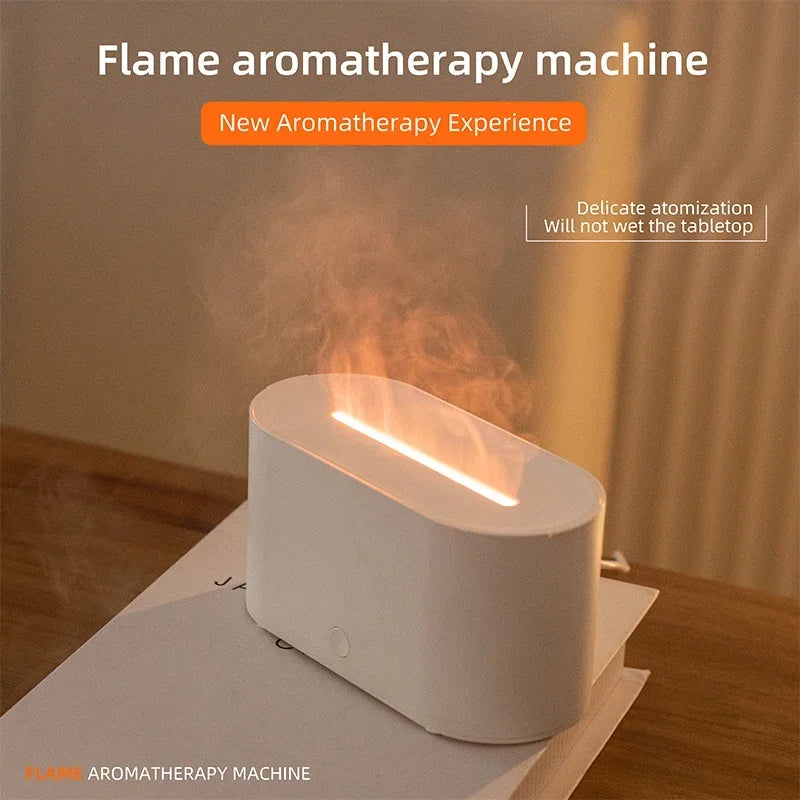HY02 Flame Aromatherapy Humidifier with Anti-Dry Burn Feature Colorful Lights Silent Mist Moisturizing And Humidifying Function