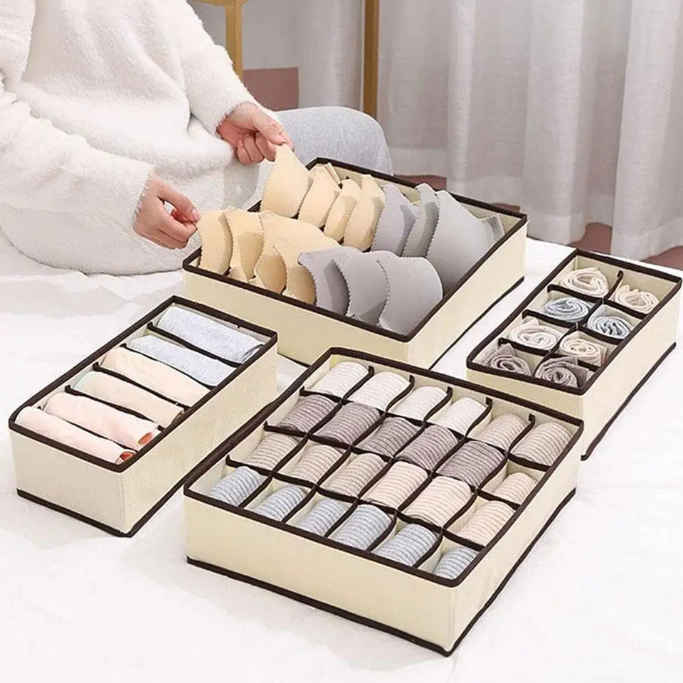 Organizer For Underwear Socks Bra Pants Foldable Closet Organizers Drawer Divider Scarf Storage Box Wardrobe Drawer Organizers