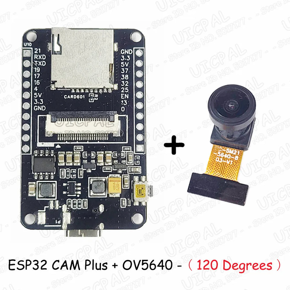 OV5640 ESP32 CAM Camera Module Kit 2.4 GHz WiFi and Bluetooth Develop Board Type C 8MB PSRAM HD 5MP Auto Focus 66 120 160 Degree