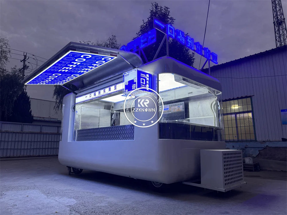 Food Trailer Mobile Fast Food Trailer Flower Shop Ice Cream Cart Juice Coffee Kiosk Fully Equipped