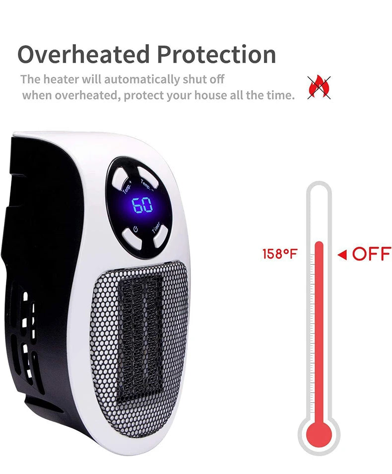 Portable Mini Space Heater with Remote Control Fast Heating Electric Warmer for Room Office Desk Indoor Use