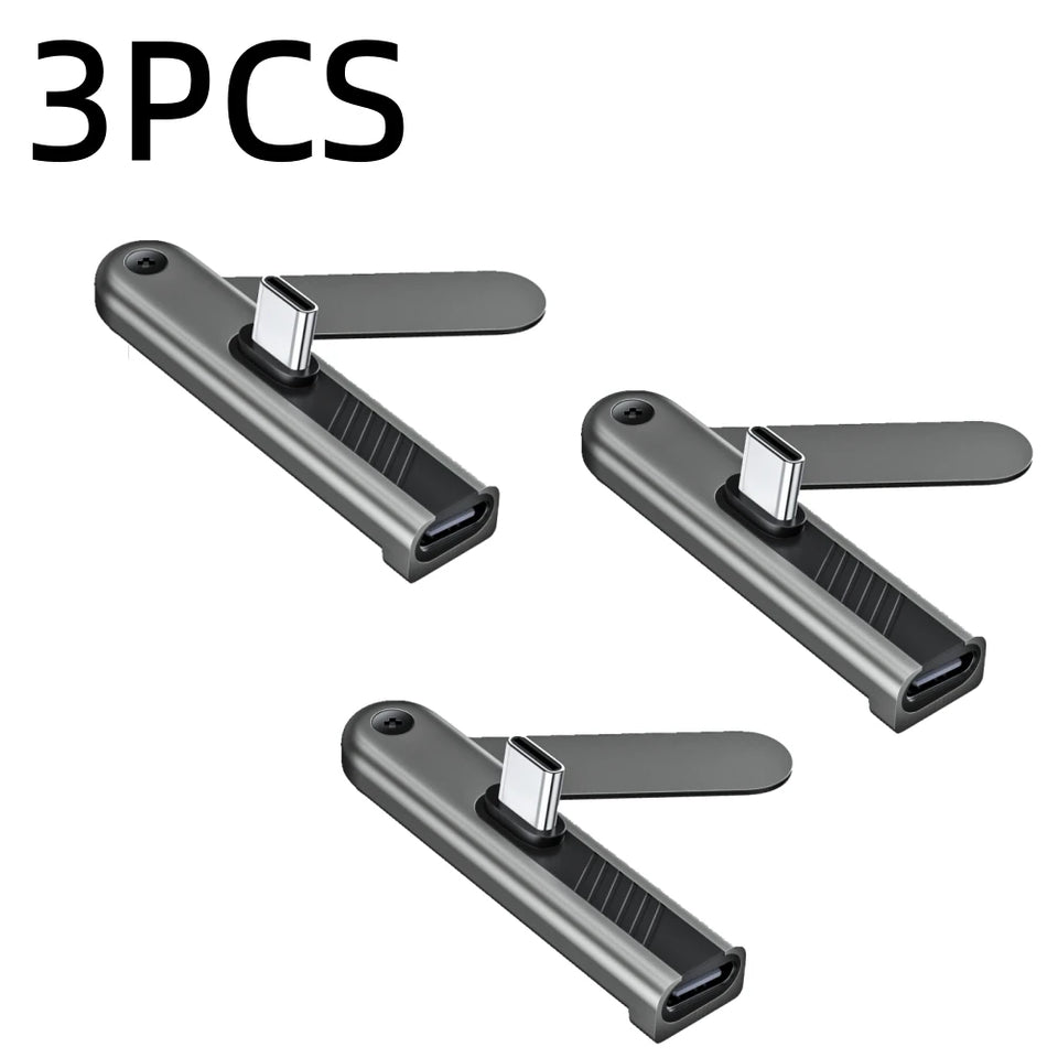 2 In 1 Foldable Phone Stand USB Type C To Type C Adapter 240W Fast Charging Data 90 Degree Connector USB C To C 360° Rotatable