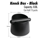 White Coffee Knock Box with Rubber Knock Bar 800ML Black Espresso Grounds Container Anti Slip Coffee Grind Waste Dump Bin