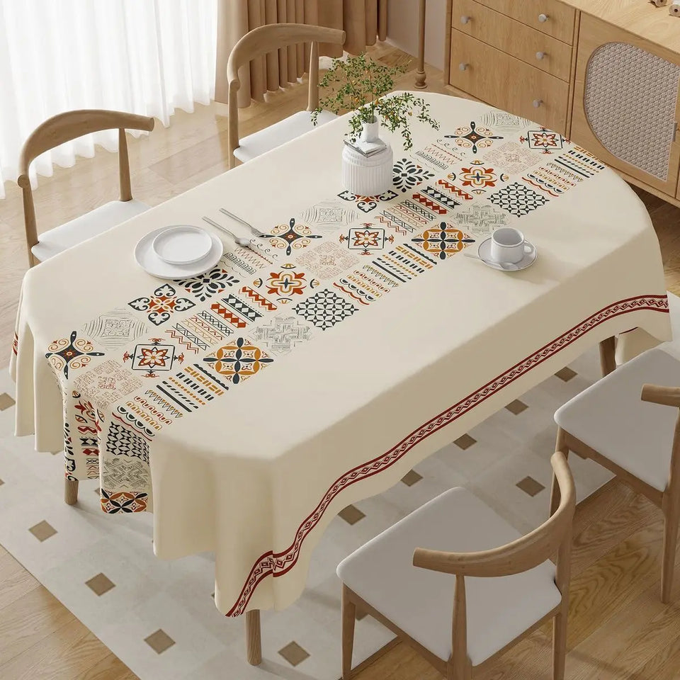 Square Printing Tablecloth No Wash Oil Proof Waterproof and Heat-resistant PVC Table Mat Home Banquet Coffee Table Decoration