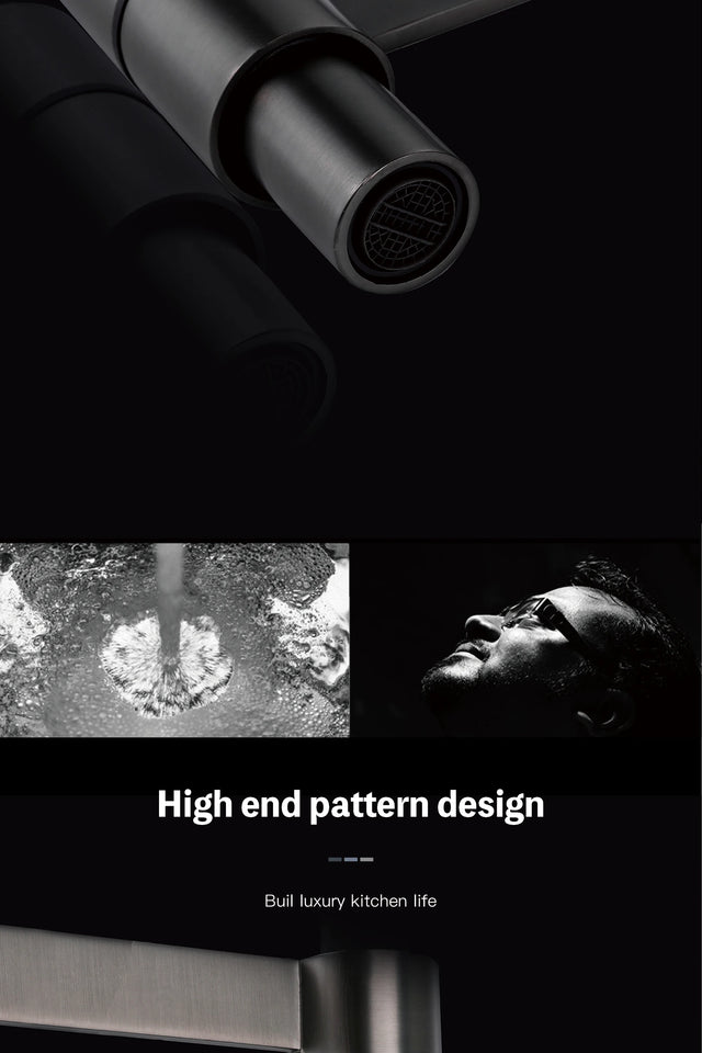 AITANA gun gray luxury brass kitchen faucet single handle cold and hot dual control modern design simple black sink faucet