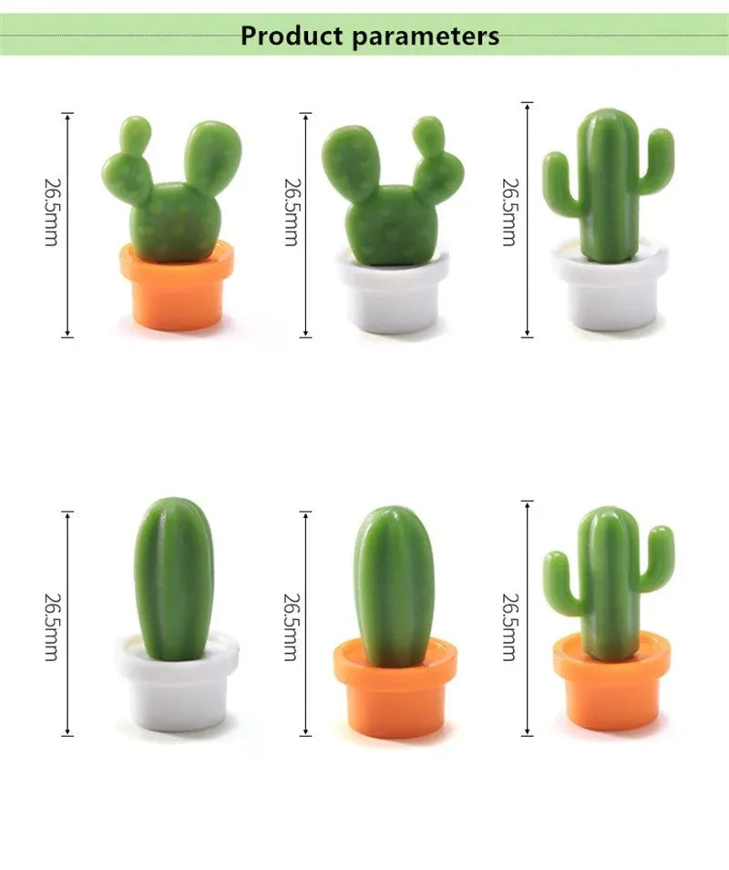 6Pcs/Set 3D Cute Succulent Plant Magnet Message Sticker for Kitchen Refrigerator Magnet Button Cactus decoration accessories
