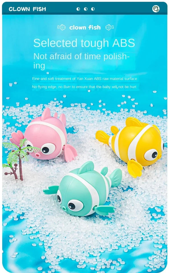 Hot sellingBaby Bath Toys Cute Swimming Fish Cartoon Animal Floating Wind Up Toys Water Game Classic Clockwork Toys For Toddlers