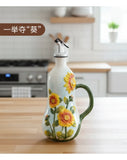 Hand-Painted Ceramic Seasoning Bottle Bird Flower Fruit Soy Sauce Vinegar Oil Bottle Coffee Table Wine Cabinet Decoration