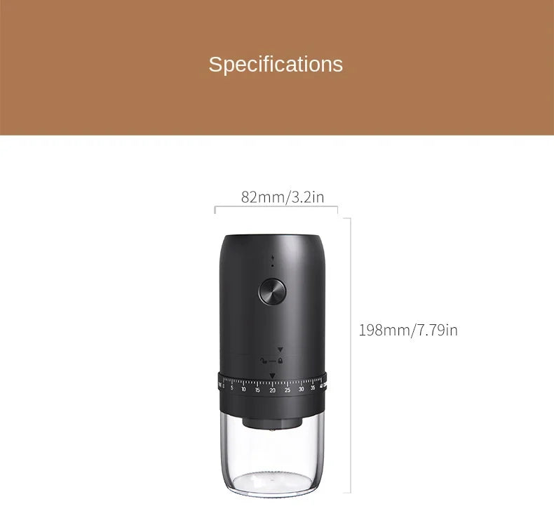 Electric Coffee Bean Grinder Rechargeable 40 Gears External Adjustable Household Portable Hand-Pour Electric Mini Coffee Grinder