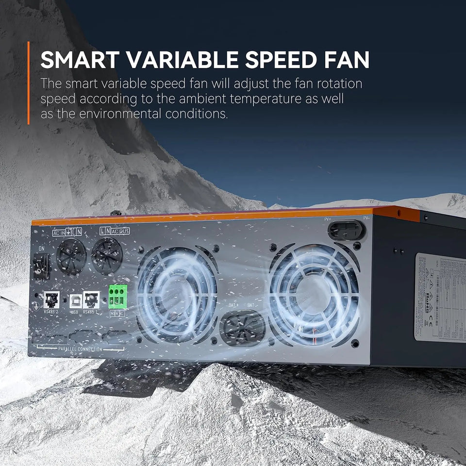PowMr 3.2KW Hybrid Solar Inverter 24V 110V Off Grid Pure Sine Wave Inverter Single Phase with MPPT 60A Solar Battery Charger