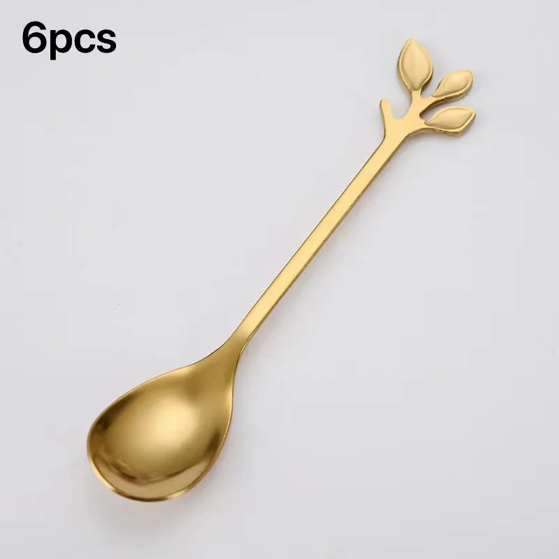 6Pcs Stainless Steel Tea Forks Gold Silver Cake Fork Snack Salad Coffee Fruit Fork Mirror Cutlery Tableware Set Kitchen Utensils