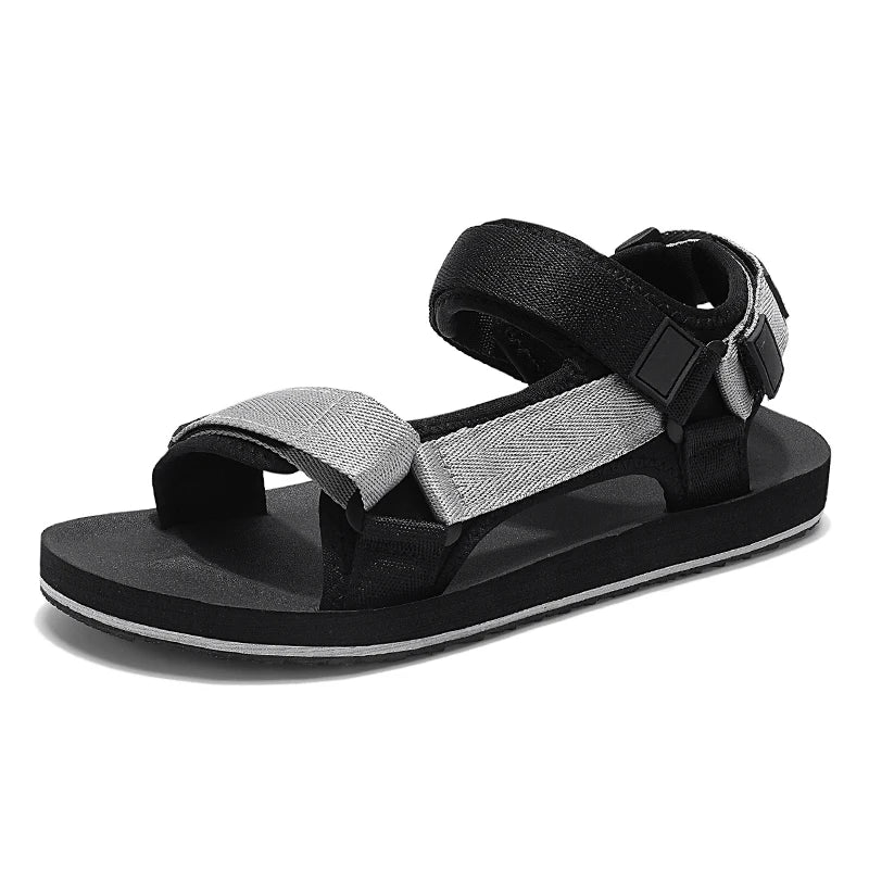 Plus Big Size 50 51 52 Mens Flat Sandals Gladiator Shoes Summer Casual Breathable Romans Sandals Hook&Loop Anti-skid