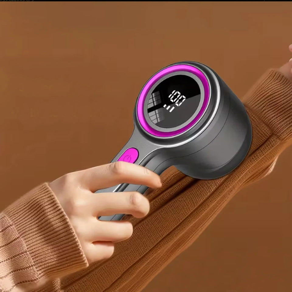 Digital display hair ball trimmer, shaving device, pilling device, rechargeable shaving and suction device, clothing