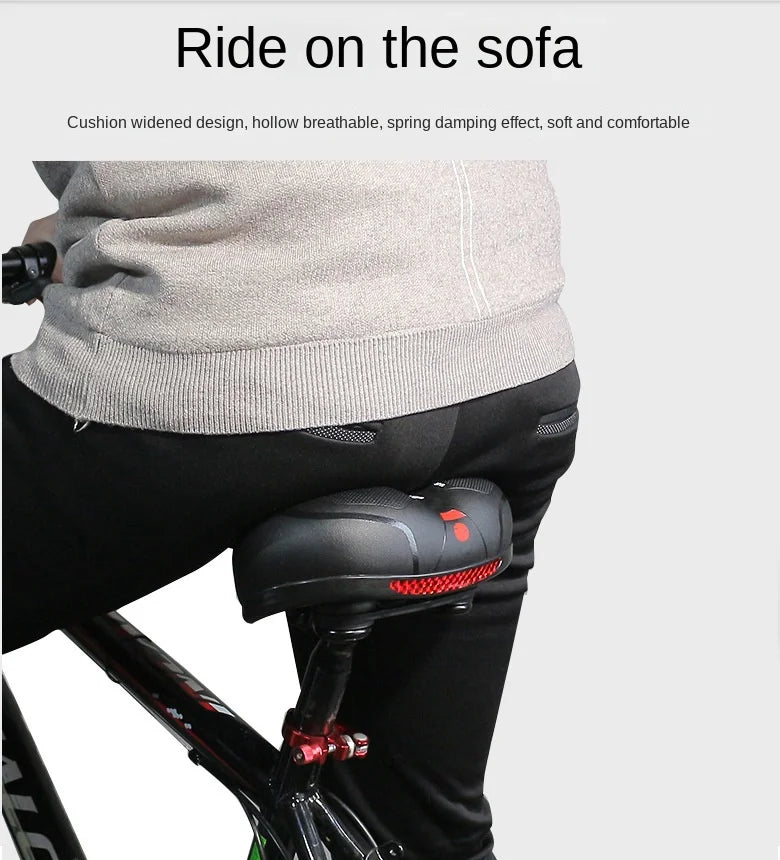 Hollow Breathable Bicycle Saddle Men Women MTB Road Bike Saddle Shock Absorbing Comfortable Big Butt Bike Seat Safety Warning