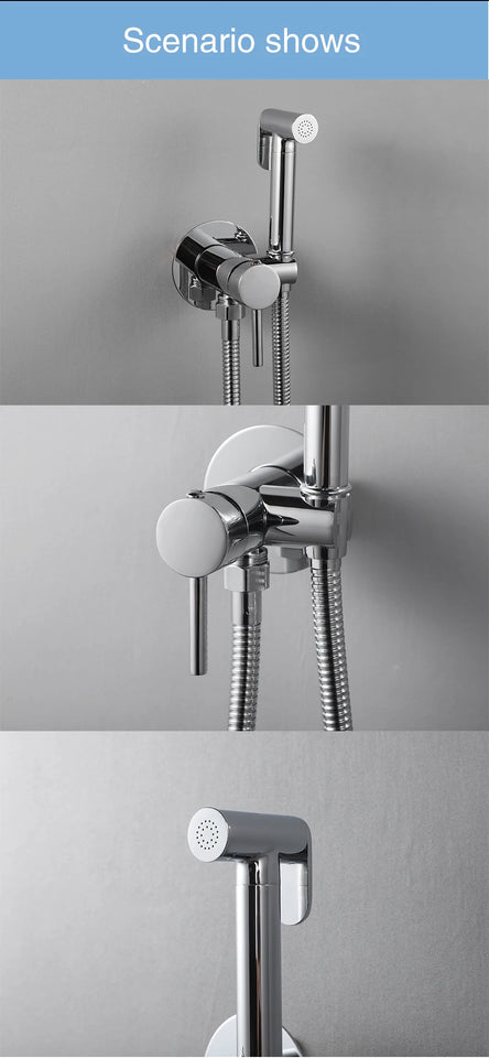 ULA Brass Bidet Faucet Black Toilet Faucet Handheld Toilet Bidet Sprayer Set Hygienic Shower Hot Cold Water Mixer Shower Head