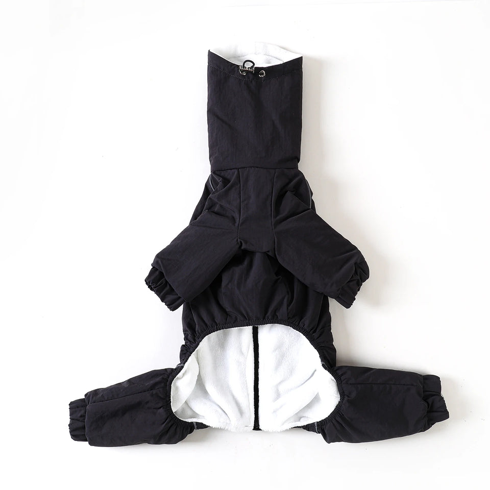 Winter 4-legged Windproof Cotton Jacket for Italian Greyhound Warm High Neck Adjustable Sweatshirt for Whippet Greyhound to 25KG