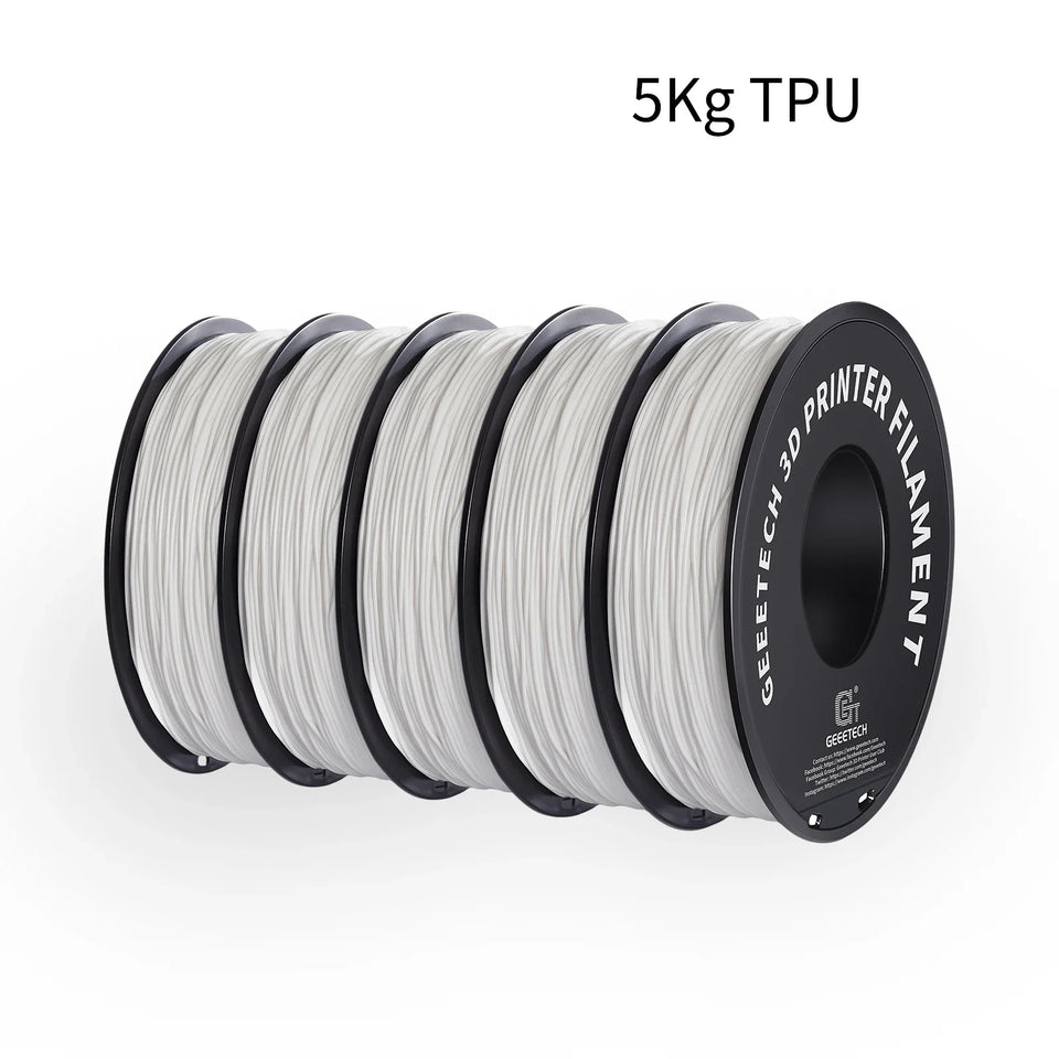 GEEETECH 5Rolls 3D TPU Flexible Filament TPU material 1.75mm Plastic Vacuum Packaging, Non-Toxic High Quality Safe,fast ship
