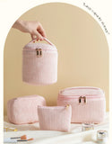 4Pcs Comestic Bag Make Up Storage Organizer Puffy Makeup Bag Comestic Pouch for Travel Portable Velet Large Toiletry Bag Organiz