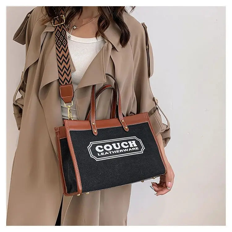 Canvas handbags women's 2023 new fashion all-match tote bag style large capacity shoulder messenger bag for woman