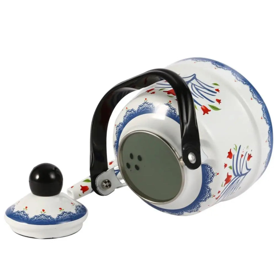 Classic Design Enamel Enamel Tea Kettle European Style Handmade Tea Pot Unbreakable No Whistling Water Kettle Restaurant
