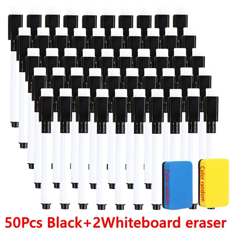 100/5Pcs Dry Erase Whiteboard Markers Set, Washable Pens with Magnetic Eraser for Office Whiteboards & Art Supplies