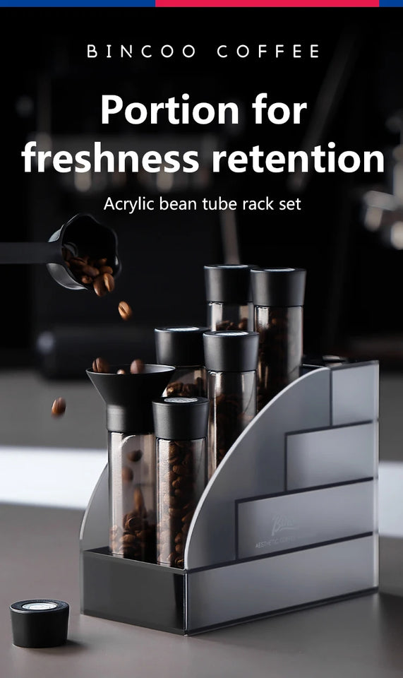 Coffee Beans Storage Container Tube Display Rack Tea Bottle Glass Single Dose Espresso Accessory Coffeware Set Barista Tool Gift