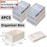 [CLOS] 4 Pack Storage Bins, Storage Containers for Organizing Clothing, Jeans,Closet - Closet Organizers and Storage Beige