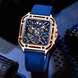 LIGE New Fashion Men Watches Luxury Large Dial Square Design Quartz Watch Casual Silicone Band Men's Sports Watches Reloj Hombre