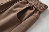Street Sle High Waist Wide Leg Sport Pants Women's Casual Loose Straight Leg Trousers Coffee Color Trendy Spring Autumn