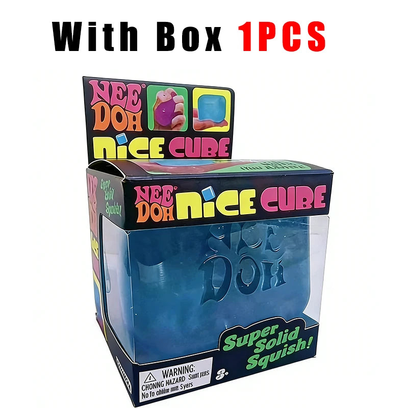 2026 NeeDOH Nice Cube Super Squeeze Sensory Fidget Toy Translucent Red Stress Relief Squishy Cube for Kids Adults Anxiety Relief