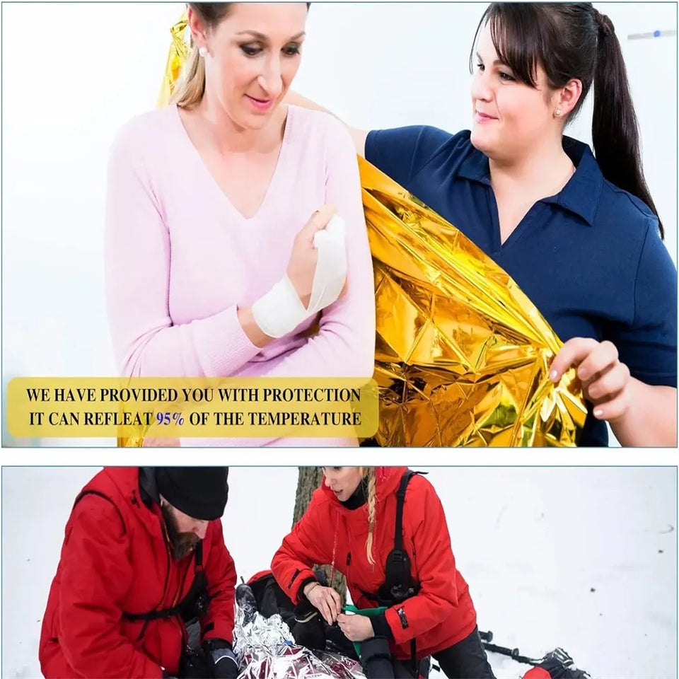 Hiking, mountain climbing, emergency blankets, camping, survival equipment, gold and silver double-sided insulation, sun protect