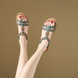 Women's sandals summer bohemian one line elegant slimming anti slip comfortable daily vacation flat beach shoes