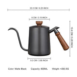 Stainless Steel Coffee Gooseneck Kettle 600ML Pour Over Coffee Pot with Precision Spout for Hand Brewing