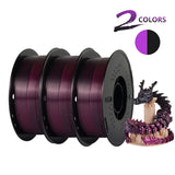 KINGROON Dual-color Silk PLA Filament 1.75mm 2 Color Coextrusion Glossy 3D Printer Filament PLA, 3kg/pack 1kg each spool