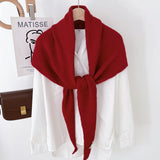 Korean Knitted Wool Triangle Scarf Solid Knitted Shawl Autumn Winter Scarf Women Neck Protection Neckerchief Triangle Scarf
