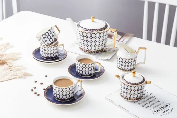 Nordic Ins Bone China Coffee Cup Golden Handle Coffee Pot Ceramic High Grade Milk Tea Pot Creative Afternoon Tea Black Tea Cup