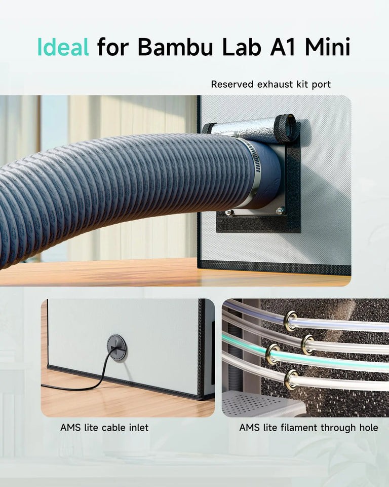 Yoopai 3D Printer Enclosure For Bambu Lab A1 mini 3D printer House Cover with LED light Constant Temperature size 46*46*55 cm
