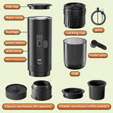 Electric Espresso Coffee Machine for Car & Home Camping Portable Coffee Maker Capsule Powder Travel 2-in-1 Wireless Coffee Maker