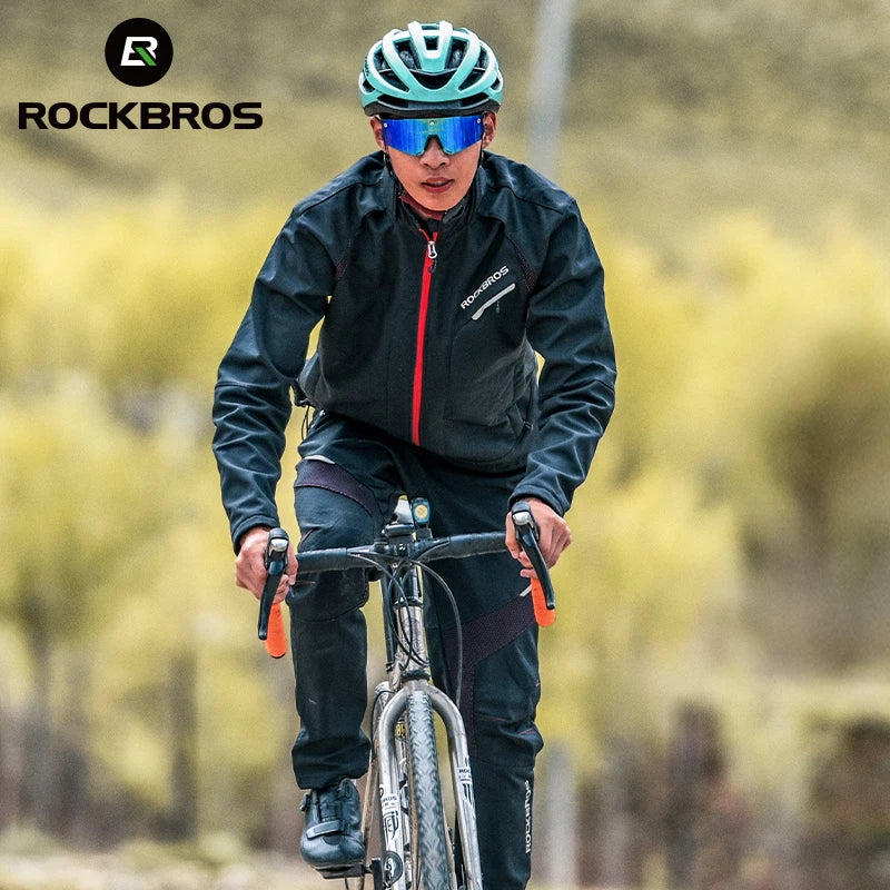 ROCKBROS Winter Bicycle Jackets Keep Warmer Windproof Thermal Fleece Bike Jersey Coat Sports MTB Road Riding Cycling Jacket Tops
