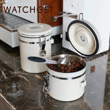 watchget 1.2/1.5/1.8L Airtight Canister Coffee Bean Storage One Way Releasing Valve Container with Date Tracker and Scoop