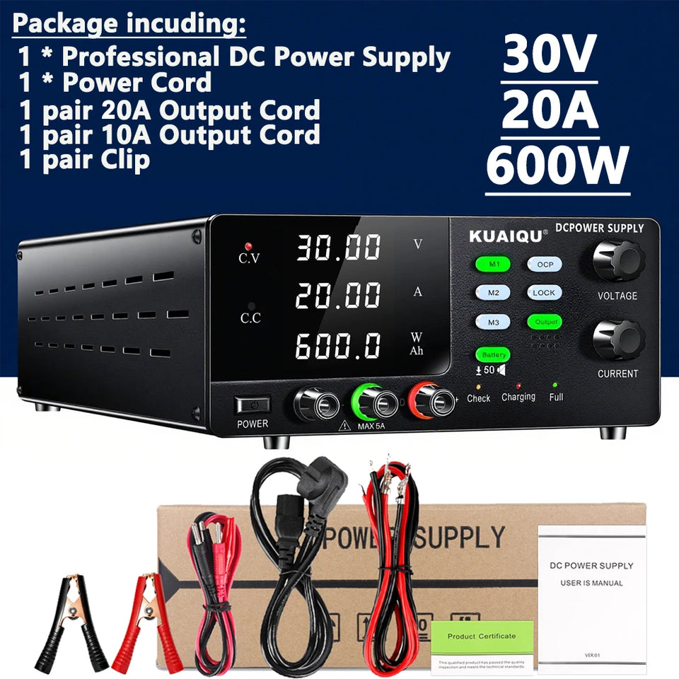 15V 30V 60V DC Power Supply Variable High Power Bench Power Supply for Fast Recharge, Equivalent to adding a BMS to your battery