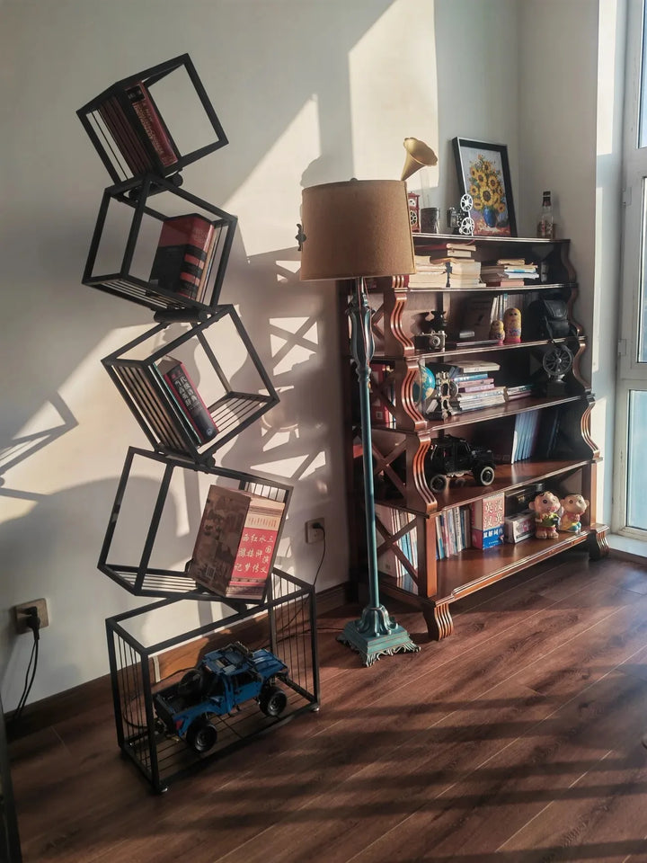 Modern Living Room Decor Iron Art Shelf Office Study Bookcase Multi-layer Storage Rack for Organizing Books And Decorations
