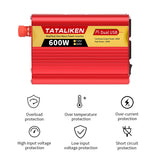 2000W Car Power Inverter 12V DC to 110V/220V 60HZAC Converter with Dual USB Quick Car Charger Adapter(Red)