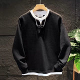 Male Sweatshirt No Logo Overfit Y2k Vintage Loose Clothing Deals Welcome Deal Cheap Luxury Cotton Men's Pullover Fake Two Piece