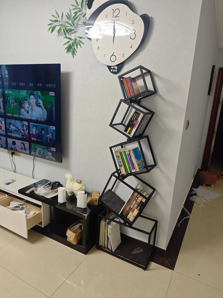 Modern Living Room Decor Iron Art Shelf Office Study Bookcase Multi-layer Storage Rack for Organizing Books And Decorations
