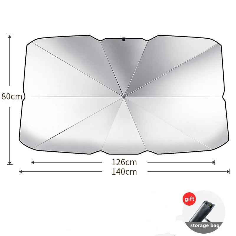 Folding Car Sunshade Umbrella Windshield Front Sun Shade Titanium Silver Material Car Window Summer Sun Protection Accessories
