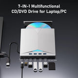 7-in-1 External DVD RW Optical Drive CD Burner Reader Player USB 3.0 Type-c optical drive external PC laptop desktop