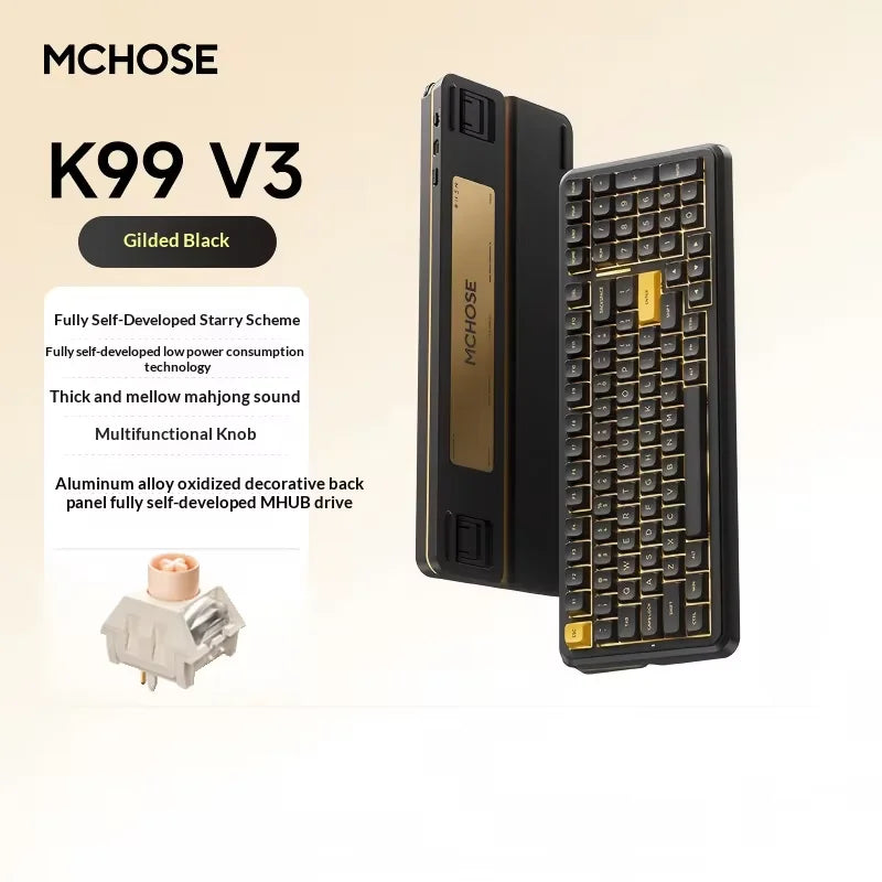 MCHOSE K99 V3 Mechanical Keyboard Tri-Mode Wireless ARGB Control Knob 10000mAh Dual 8K 0.125ms Hot-Swappable Custom Game Keyboar