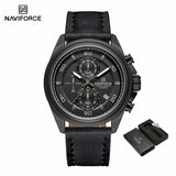 Original NAVIFORCE Business Luxury Leather Strap Men Watches Sports Chronograph Watch for Man 3ATM Waterproof Quartz Wristwatch