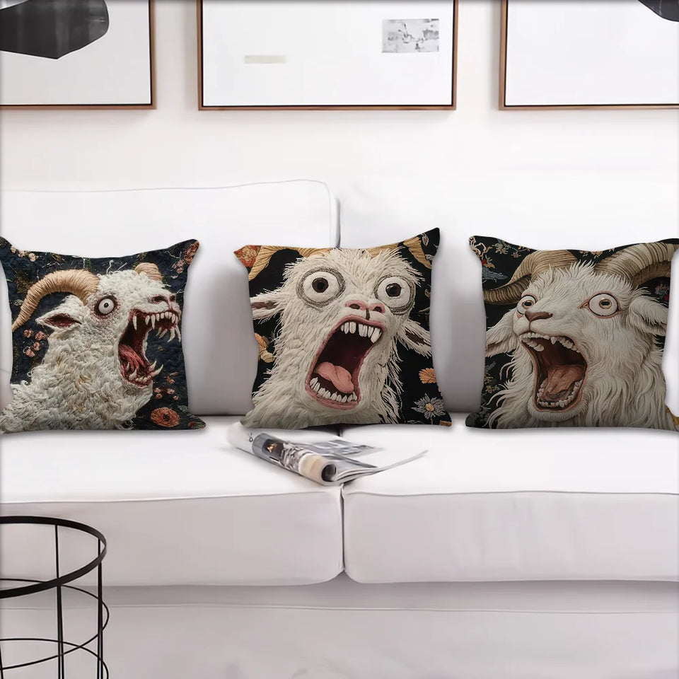 Pooky Goat Face 2D cushion cover For Pillow Printing Sofa Decoration Home Car Room Coffee Shop Office Nordic Simplicity
